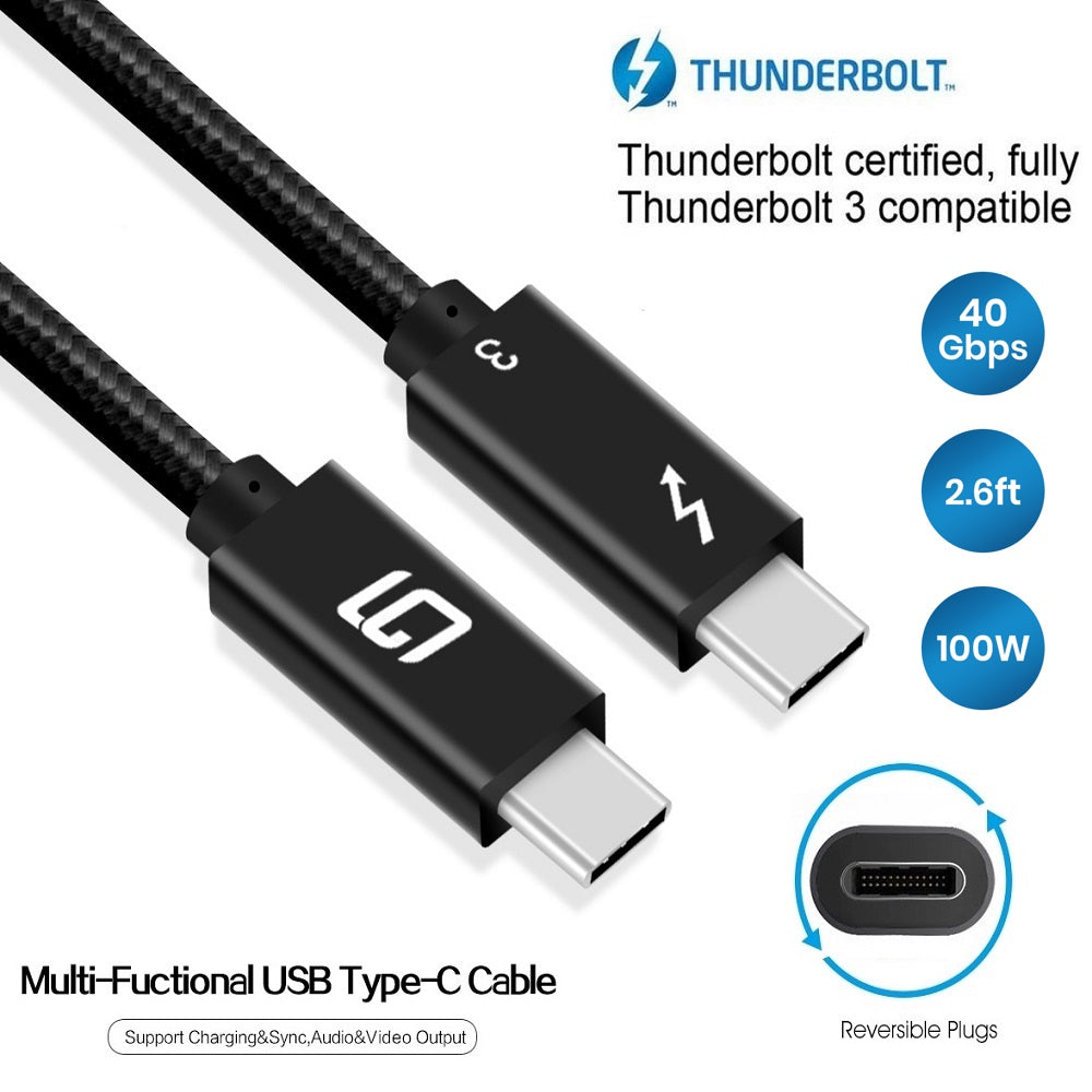 Thunderbolt 3 Cable [Intel Certified] Superspeed (40Gbps) 2.6ft | GodSpin